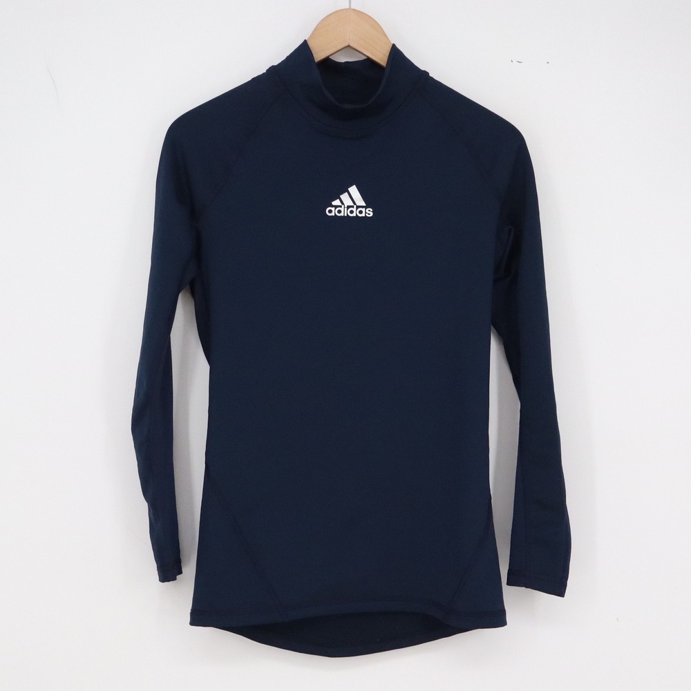 Adidas Base Layer Top Mens S Mock Neck Navy Blue Compression Excellent